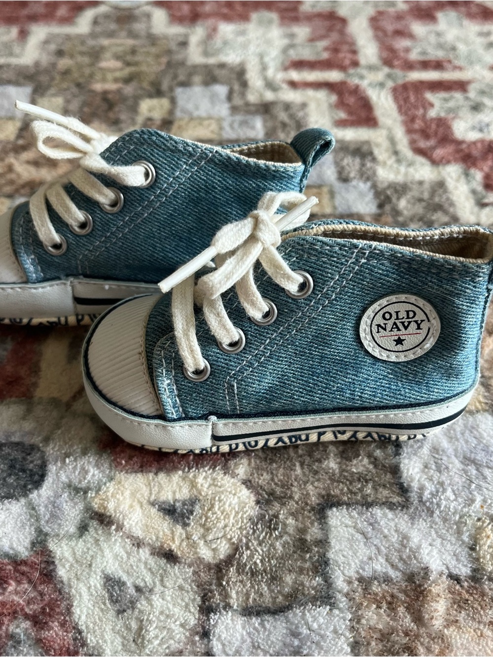 Old Navy Blue Denim Baby High-Top Sneakers